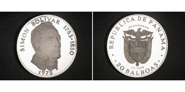 20 Balboa Panamá Argento Simon Bolivar (1783 - 1830)