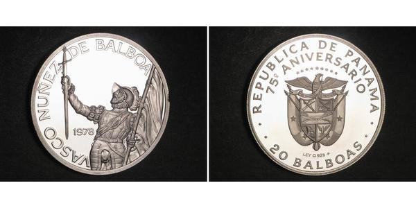 20 Balboa Panamá Argento Vasco Núñez de Balboa (1475 – 1519)