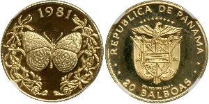 20 Balboa Panamá Oro 