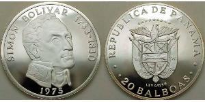 20 Balboa Panamá Plata Simon Bolivar (1783 - 1830)