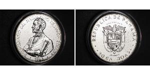 20 Balboa Panamá Plata Simon Bolivar (1783 - 1830)