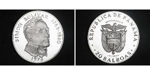 20 Balboa Panamá Plata Simon Bolivar (1783 - 1830)