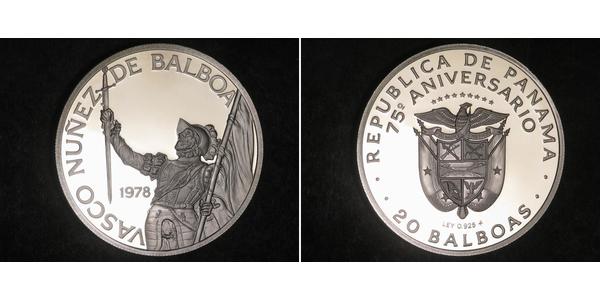 20 Balboa Panamá Plata Vasco Núñez de Balboa (1475 – 1519)