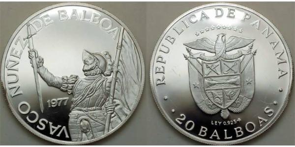 20 Balboa Panamá Plata Vasco Núñez de Balboa (1475 – 1519)