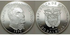 20 Balboa Panama Silber Simon Bolivar (1783 - 1830)