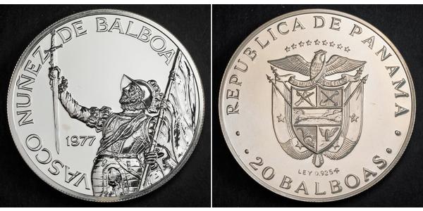 20 Balboa Panama Silber Vasco Núñez de Balboa (1475 – 1519)