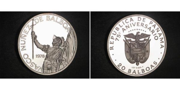 20 Balboa Panama Silber Vasco Núñez de Balboa (1475 – 1519)