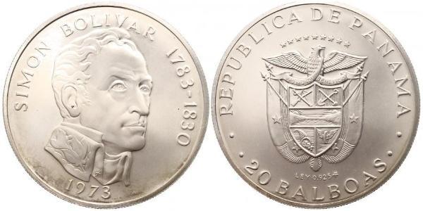 20 Balboa 巴拿马 銀 Simon Bolivar (1783 - 1830)