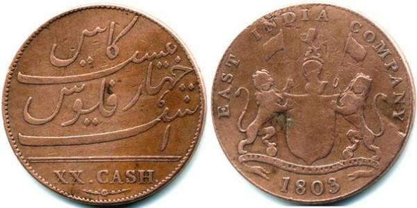 20 Cash India (1950 - ) Copper 