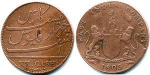 20 Cash Compagnie anglaise des Indes orientales (1757-1858) Cuivre 
