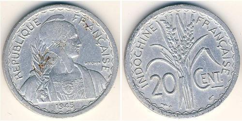 20 Cent Indochina francesa (1887-1954) Aluminio 