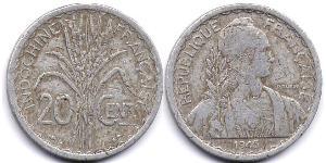 20 Cent French Indochina (1887-1954) Aluminium 