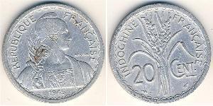 20 Cent French Indochina (1887-1954) Aluminium 