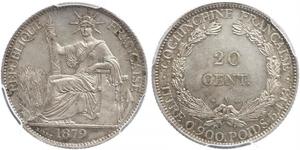 20 Cent Indochine française (1887-1954) Argent 