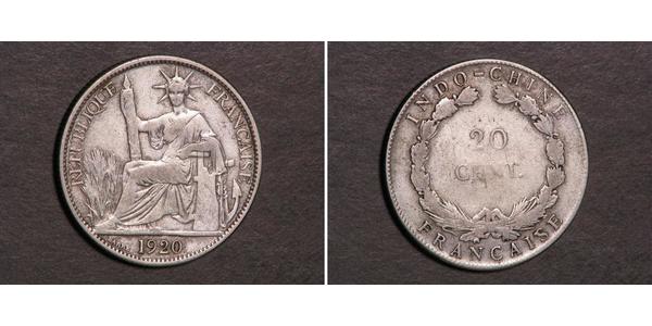 20 Cent Indochine française (1887-1954) Argent 