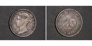 20 Cent Établissements des détroits (1826 - 1946) Argent Victoria (1819 - 1901)