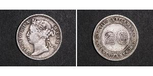 20 Cent Établissements des détroits (1826 - 1946) Argent Victoria (1819 - 1901)