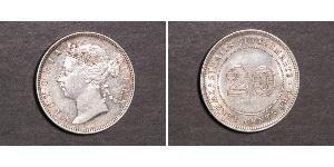 20 Cent Établissements des détroits (1826 - 1946) Argent Victoria (1819 - 1901)