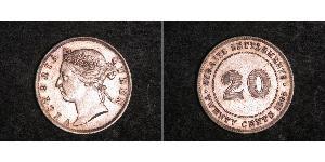 20 Cent Établissements des détroits (1826 - 1946) Argent Victoria (1819 - 1901)