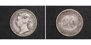 20 Cent Établissements des détroits (1826 - 1946) Argent Victoria (1819 - 1901)