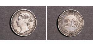 20 Cent Établissements des détroits (1826 - 1946) Argent Victoria (1819 - 1901)