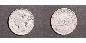 20 Cent Établissements des détroits (1826 - 1946) Argent Victoria (1819 - 1901)