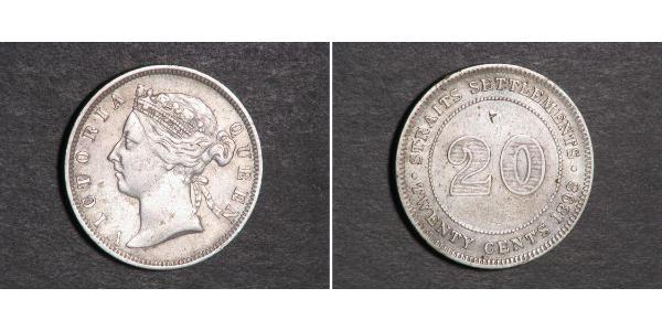20 Cent Établissements des détroits (1826 - 1946) Argent Victoria (1819 - 1901)