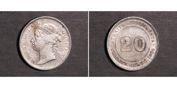 20 Cent Établissements des détroits (1826 - 1946) Argent Victoria (1819 - 1901)