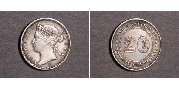 20 Cent Établissements des détroits (1826 - 1946) Argent Victoria (1819 - 1901)
