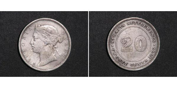 20 Cent Établissements des détroits (1826 - 1946) Argent Victoria (1819 - 1901)
