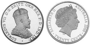 20 Cent Australia (1939 - ) Argento Elisabetta II (1926-2022)