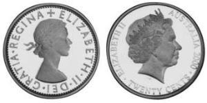 20 Cent Australia (1939 - ) Argento Elisabetta II (1926-2022)