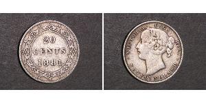 20 Cent Canada / Terranova e Labrador Argento Vittoria (1819 - 1901)