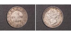 20 Cent Canada / Terranova e Labrador Argento Vittoria (1819 - 1901)