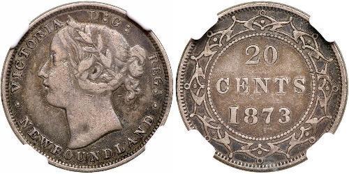 20 Cent Canada / Terranova e Labrador Argento Vittoria (1819 - 1901)