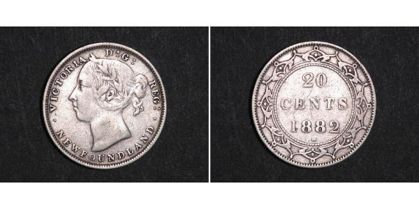 20 Cent Canada / Terranova e Labrador Argento Vittoria (1819 - 1901)