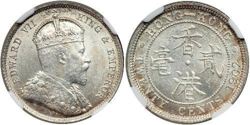 20 Cent Hong Kong Argento Edoardo VII (1841-1910)