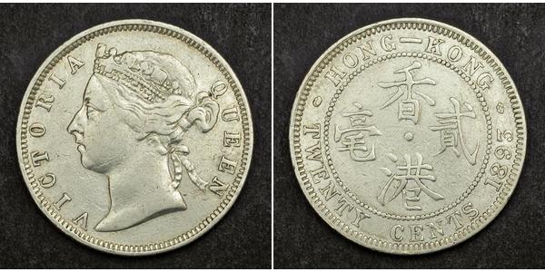 20 Cent Hong Kong Argento Vittoria (1819 - 1901)