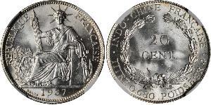 20 Cent Indocina francese (1887-1954) Argento 