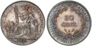 20 Cent Indocina francese (1887-1954) Argento 