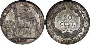 20 Cent Indocina francese (1887-1954) Argento 