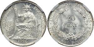 20 Cent Indocina francese (1887-1954) Argento 