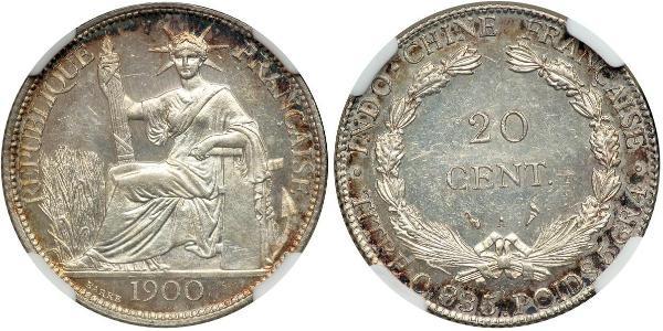 20 Cent Indocina francese (1887-1954) Argento 