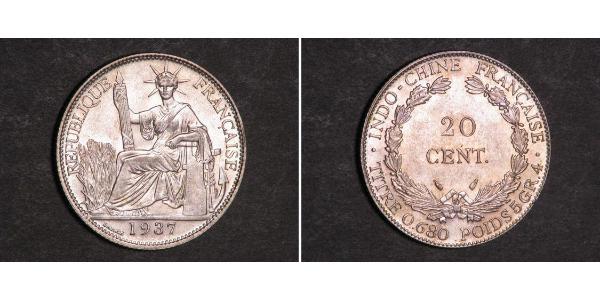 20 Cent Indocina francese (1887-1954) Argento 