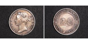 20 Cent Insediamenti dello Stretto (1826 - 1946) Argento Vittoria (1819 - 1901)