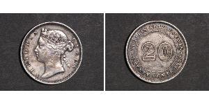 20 Cent Insediamenti dello Stretto (1826 - 1946) Argento Vittoria (1819 - 1901)