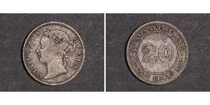 20 Cent Insediamenti dello Stretto (1826 - 1946) Argento Vittoria (1819 - 1901)