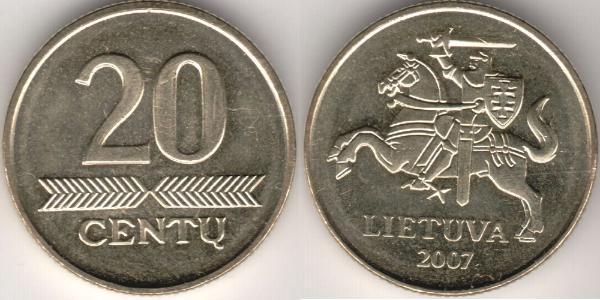 20 Cent Lithuania (1991 - ) Brass 