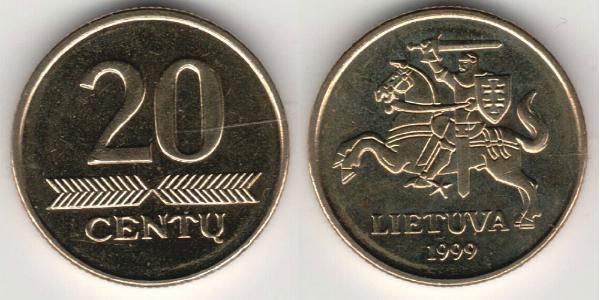 20 Cent Lithuania (1991 - ) Brass 