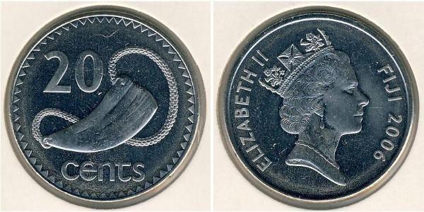 20 Cent Fiji Copper/Nickel Elizabeth II (1926-2022)